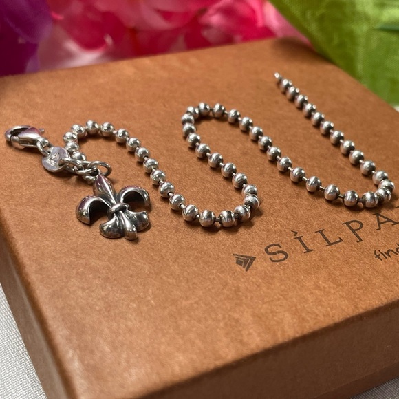 Silpada Fleur-de-lis Sterling Silver Ankle Bracelet A2642 - Picture 9 of 16